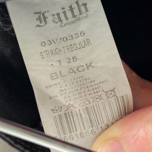 Faith Connexion Balmain Coated Black Denim Jeans Size 25 Straight Fit Biker Pant - Picture 7 of 8